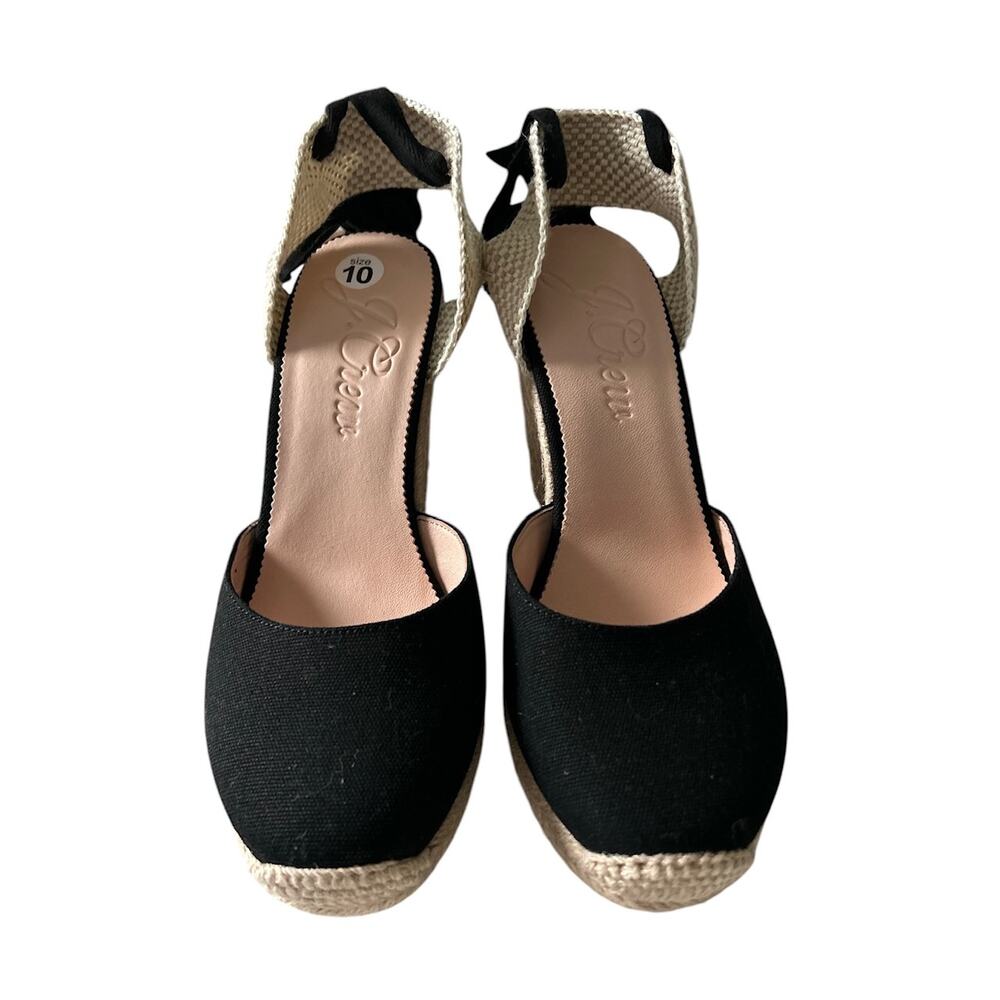J.Crew Women’s Size 10 Canvas‎ Ankle Wrap Espadrille Wedge Crotchet Pump